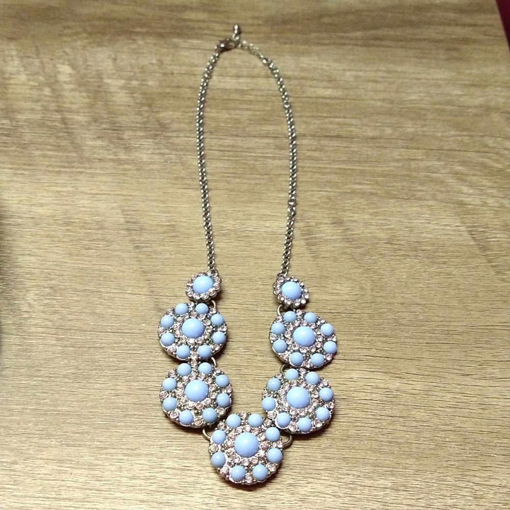 Light Blue 6 Pendant Silvertone Necklace